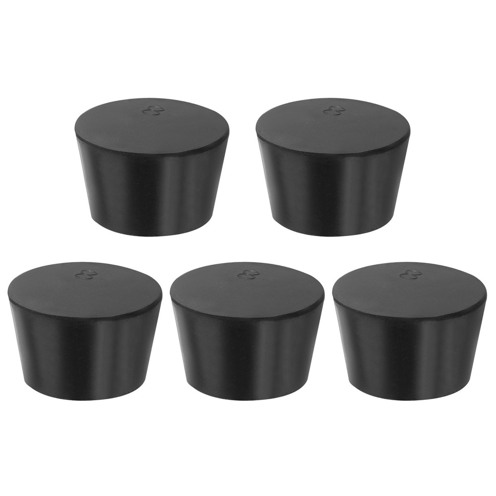 5 Pack Solid Rubber Stoppers 8# Tapered Lab Seal Plug Test Tube Bungs, Black