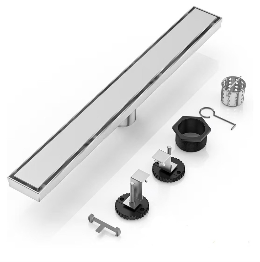 DLONE Brushed Nickel 24" Linear Shower Drain Rectangular Master