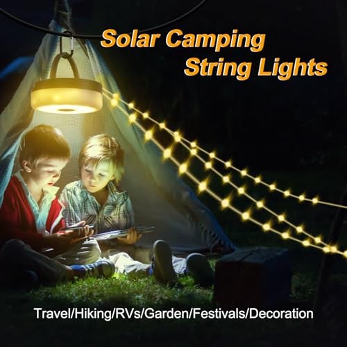 4 in 1 Solar Camping String Lights Ultra Long String with 220LEDs, 72.2Ft