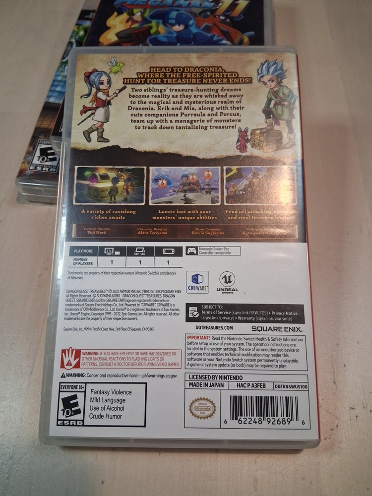 Replacement Case (NO GAME) Dragon Quest Treasures Nintendo Switch