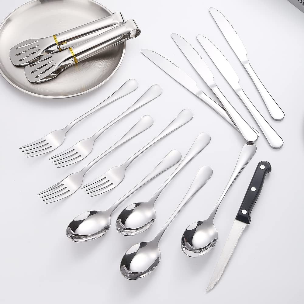Camping Silverware Silver Picnic Plates nd Utensils Set For 4 Portable Tableware