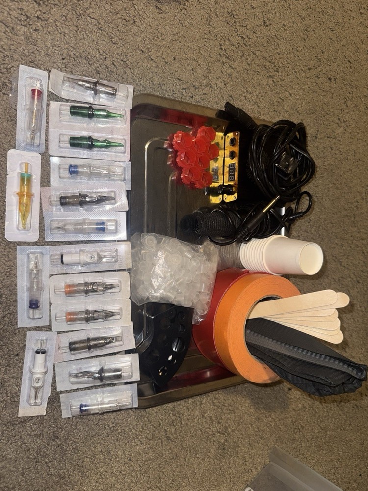 Dynamic Adjustable Tattoo Kit Power Supply Ink Needles Cups