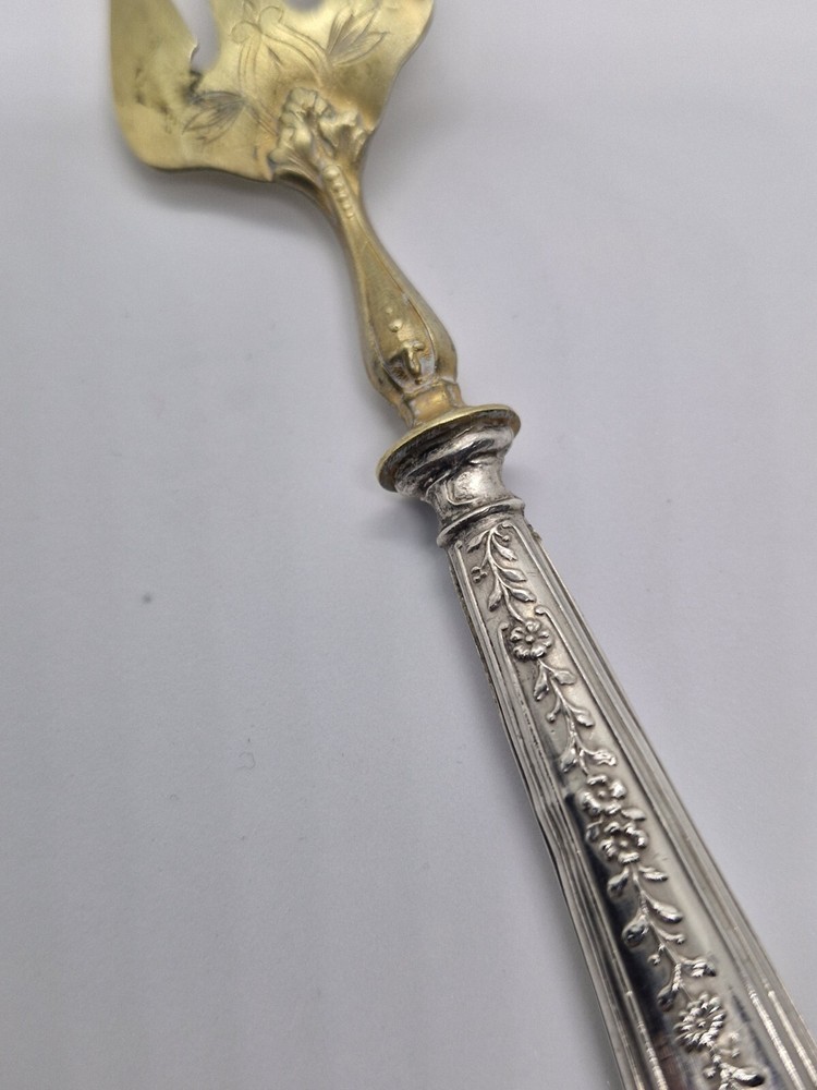 Vintage Antique brass fork with silver handle