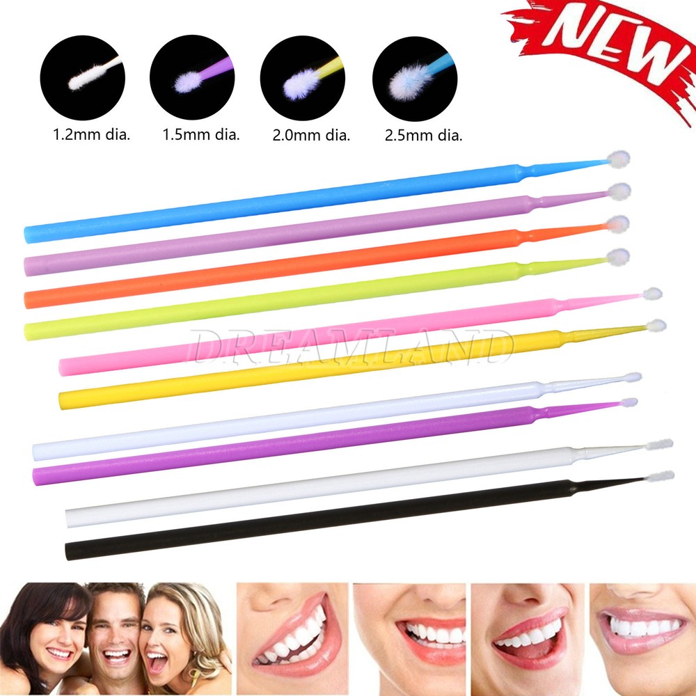 Disposable Micro Brushes for Dental & Eyelash Use - Medium, 100pcs
