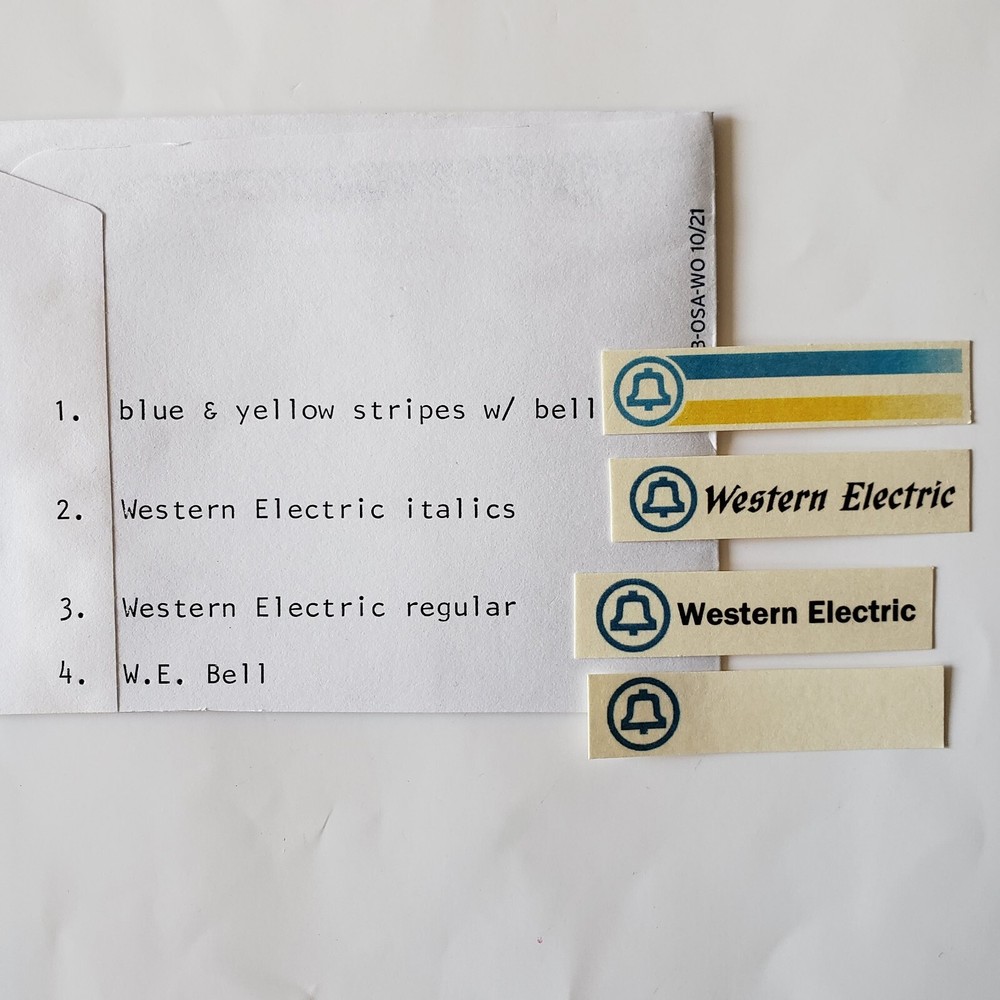 ONE DIAL CARD for push button phone Rectangular Size 3/8” x 1 7/8” Western Elec