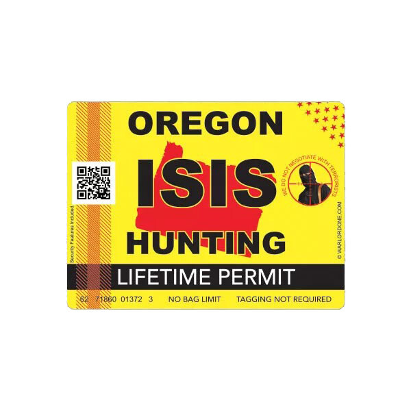 ISIS Terrorist Oregon State Hunting Permit Sticker Decal