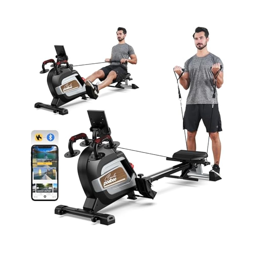 Magnetic Rowing Machine, Folding, 360 LB Capacity, with Tablet Holder