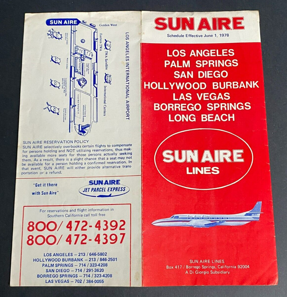 SUN AIRE Timetable Effective June 1, 1978