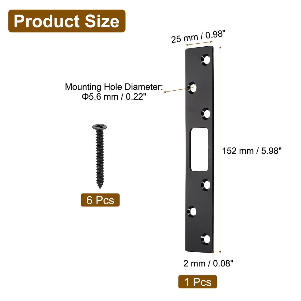 Door Lock Plate, 6 Inch Security Lock (Black)