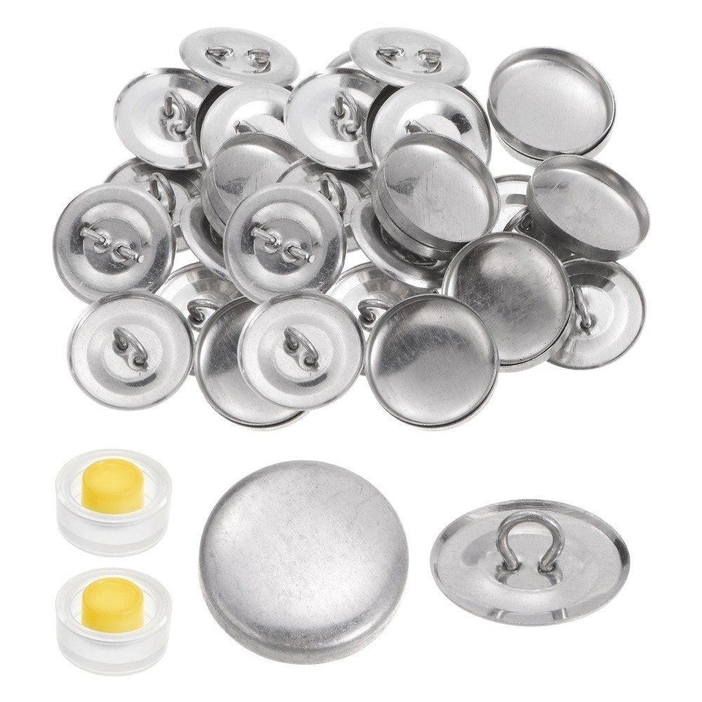 40 Sets Self Cover Button Kit 19mm Aluminum Button with 2 Tools