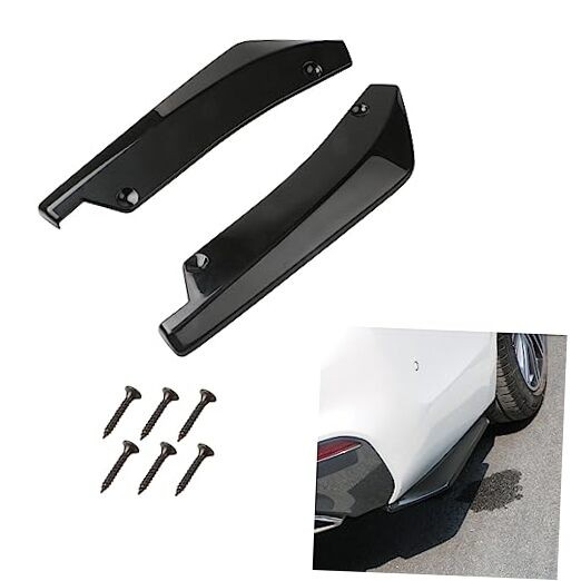 Jsorum 2Pcs Rear Bumper Canard Splitter Protector, Universal Bumper Lip Black