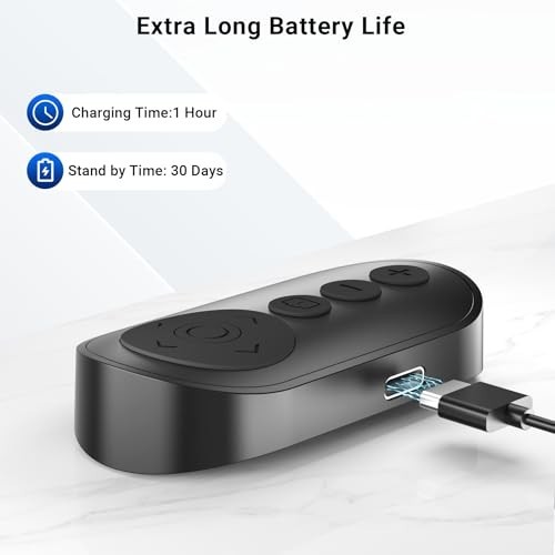 Wireless Camera Remote Shutter for iPhone & Android, Bluetooth Clicker with Zoom