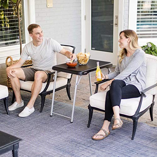 Stacking Compact Folding Table, 30 in. x 20 in., Black and Silver,