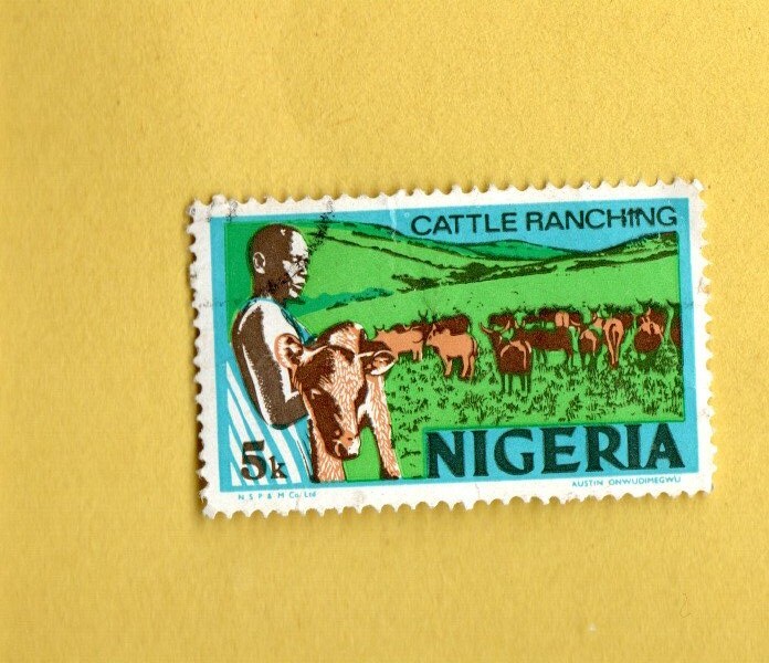 NIGERIA USED POSTAGE STAMP CATTLE RANCHING