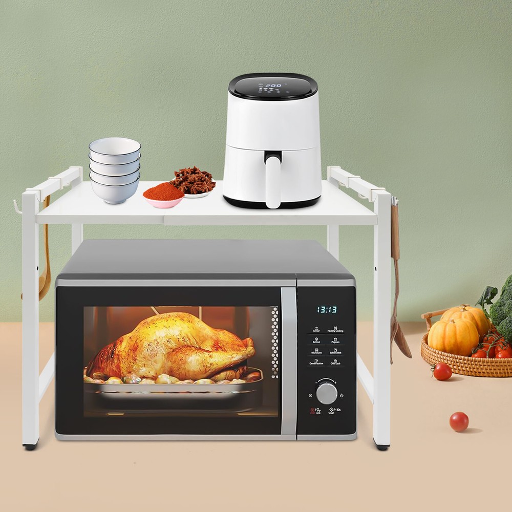 2 Tier Microwave Stand Adjustable Kitchen Shelf for Kitchen Countertop Organizer