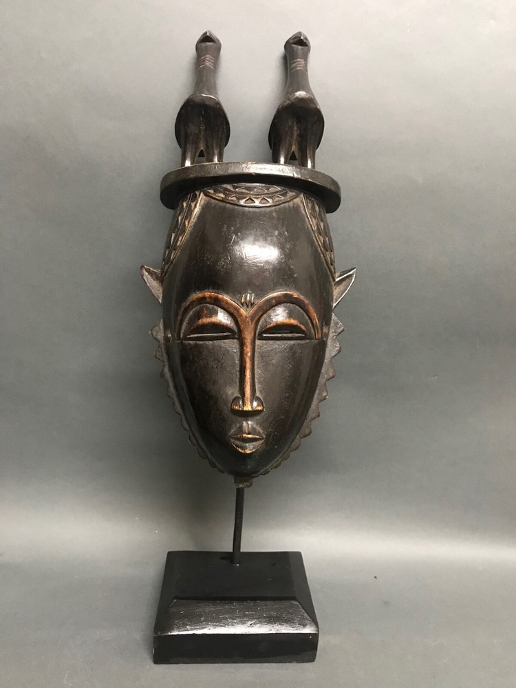 AFRICAN ART YAURE MASK WITH STAND