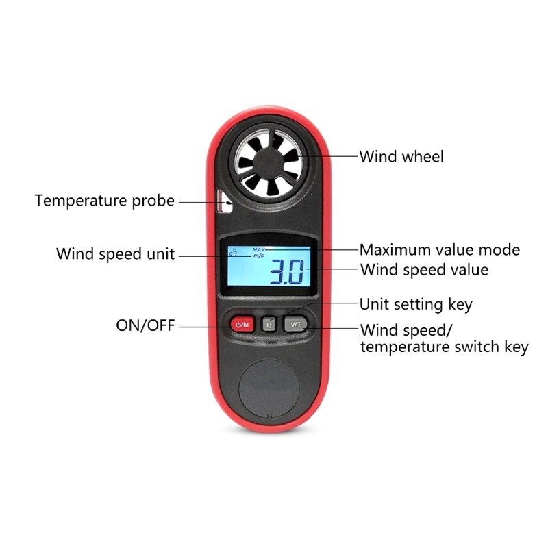 Multifunction Anemometer Wind Speed & Temperature Meter for Wind Speed