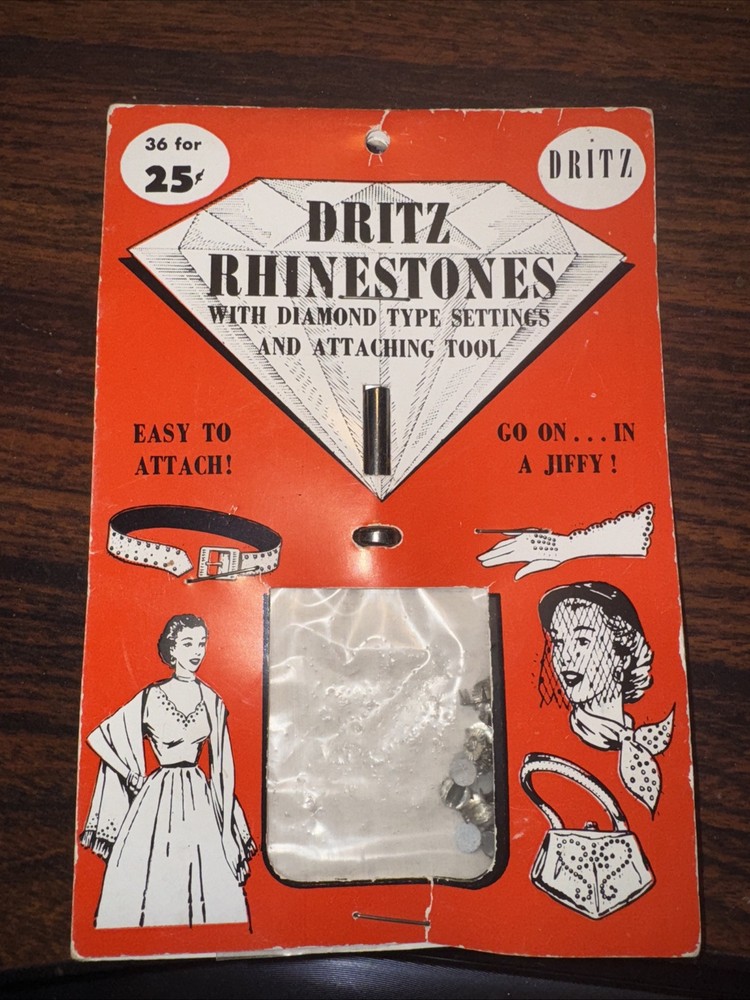 Vintage Dritz Rhinestones And Attaching Tool New
