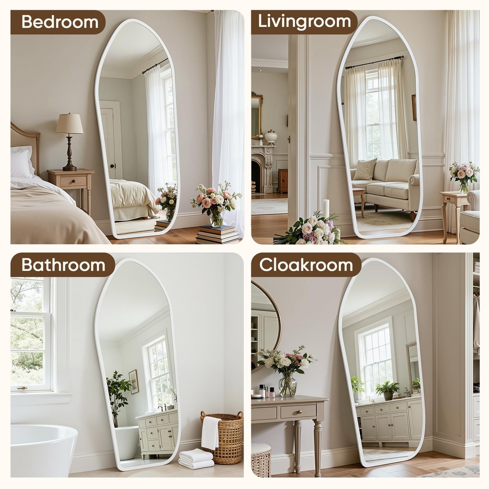 Full Length Mirror, Oversized Floor Mirror with Solid Wood Frame, Large Stand...