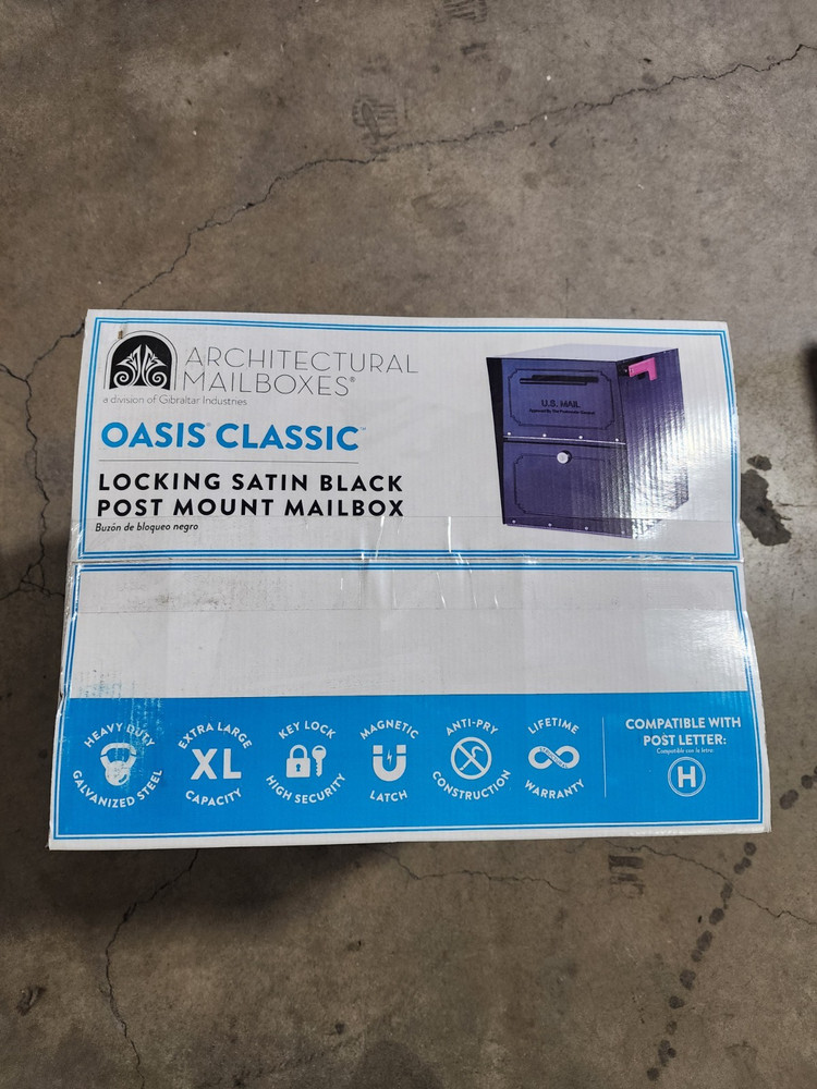 Architectural Mailboxes Oasis Classic Locking Post Mount Mailbox Satin Black