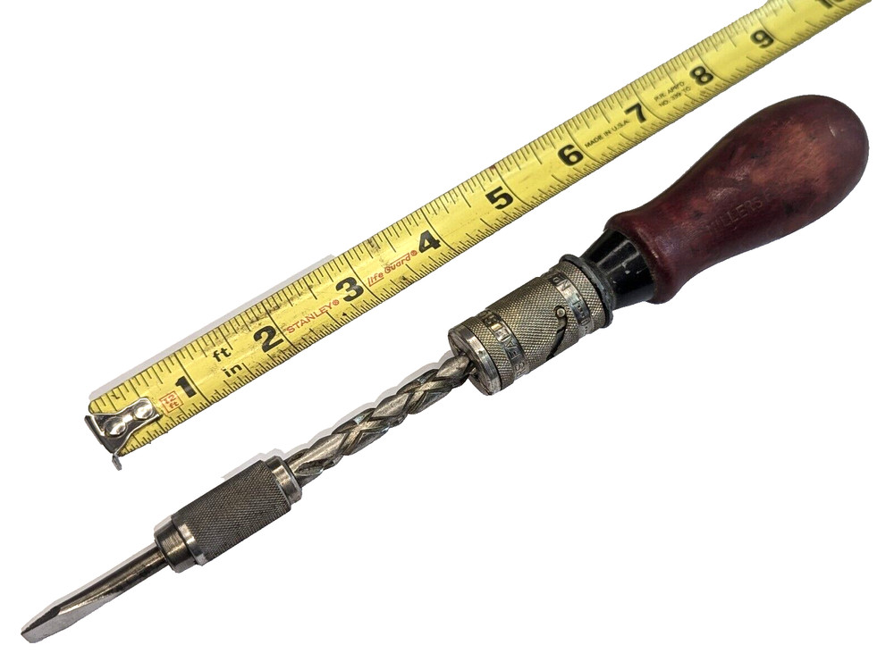 Vintage Millers Falls USA No. 29 Automatic Spiral Push Driver Drill