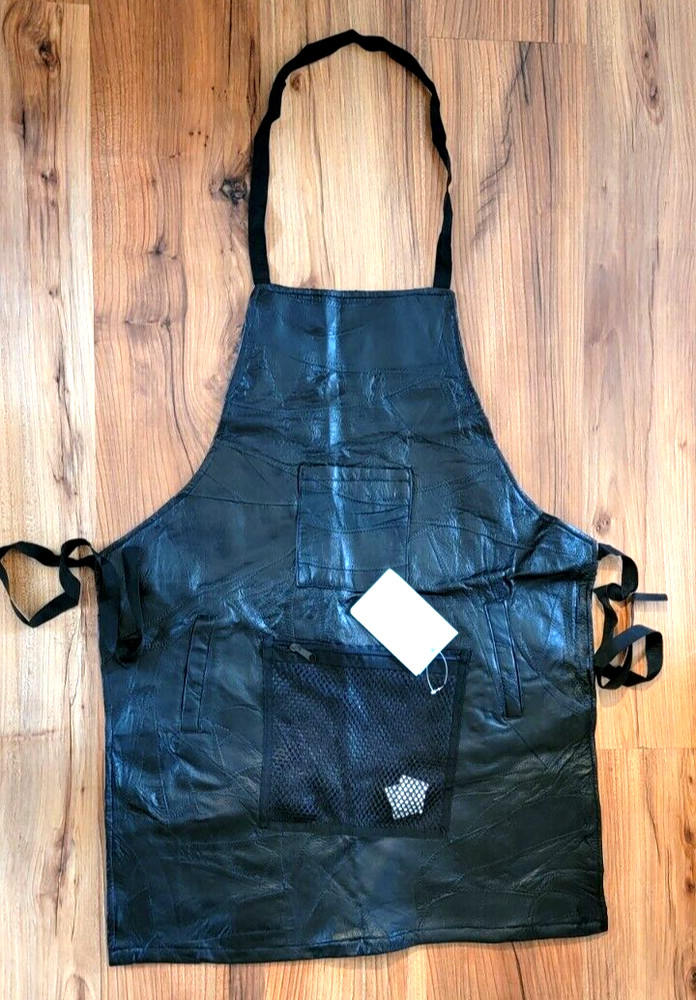 Leather Works Black Apron With Tags Four Pockets #A27