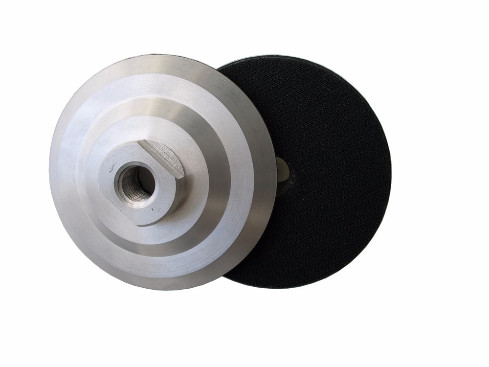 4" Hook and Loop Backing Pad, Aluminum, Rigid, 5/8"-11 Thread