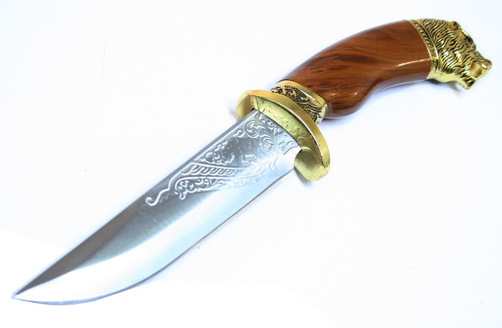 Defender 11"" Dagger with Sheath Gold Color & Bear Design