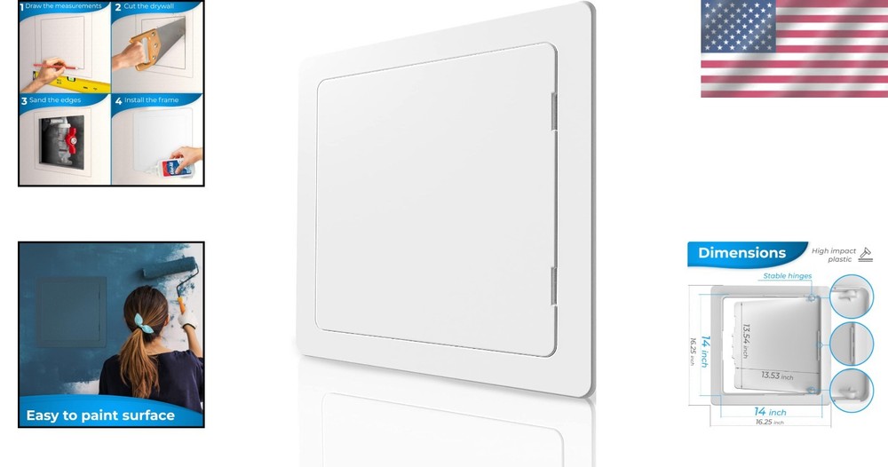 Versatile White Access Panel for Drywall - 14x14 for Plumbing, Electrical & More