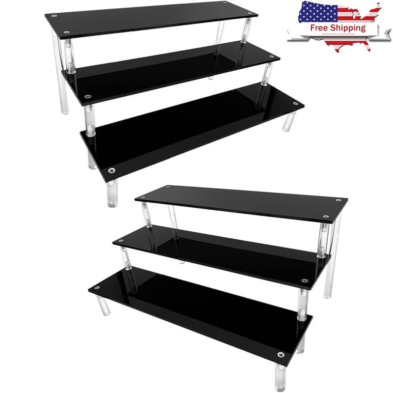 ACRYLIC DISPLAY STANDS EASY ASSEMBLY CLEAR STORAGE ORGANIZER 12IN 2PACK New