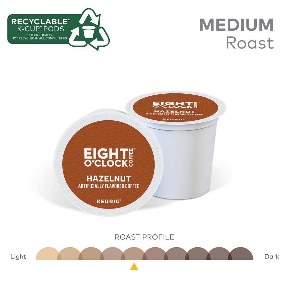 Eight O'Clock Hazelnut Coffee, Keurig K-Cup Pod, Medium Roast, 96 Count