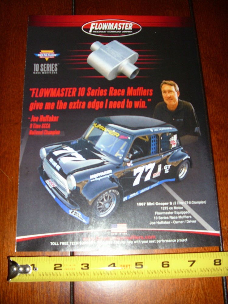FLOWMASTER 1967 MINI COOPER S RACE CAR - ORIGINAL AD