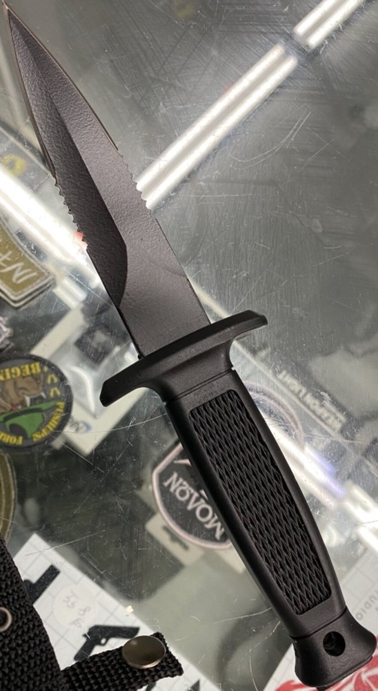 STURM MILTEC COMBAT KNIFE / MULTI-PURPOSE SERRATED BOOT KNIFE W/ SHEATH (