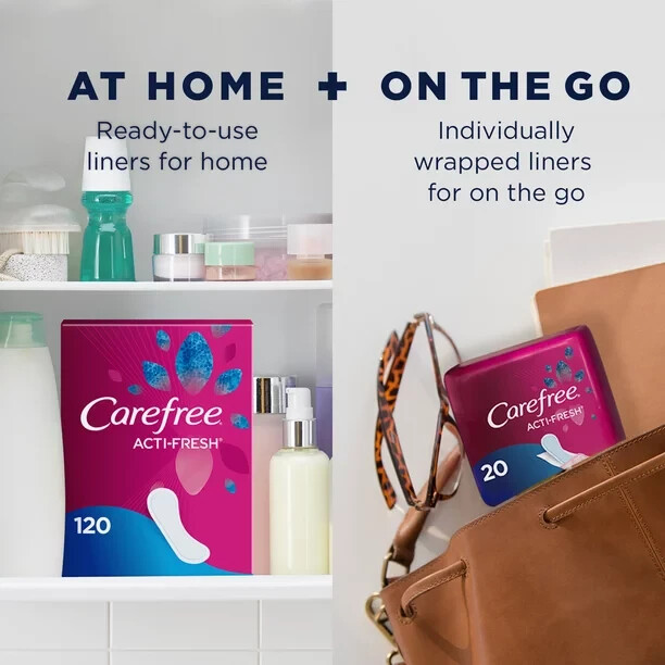 Carefree Panty Liners, Extra Long Liners, Unwrapped, Unscented, 100ct