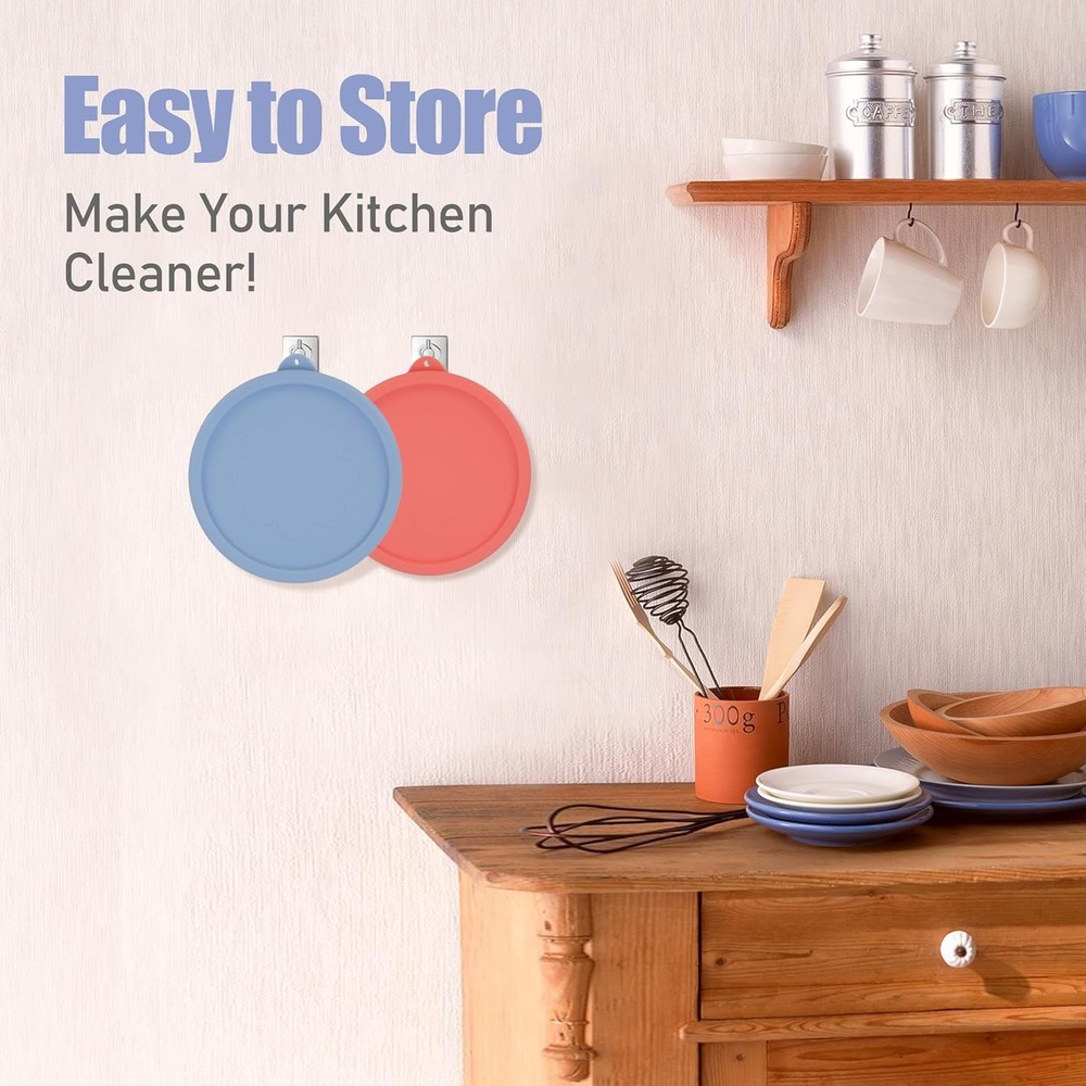 4 Cup Round Silicone Storage Cover Lids Replacement for Anchor Red & Blue