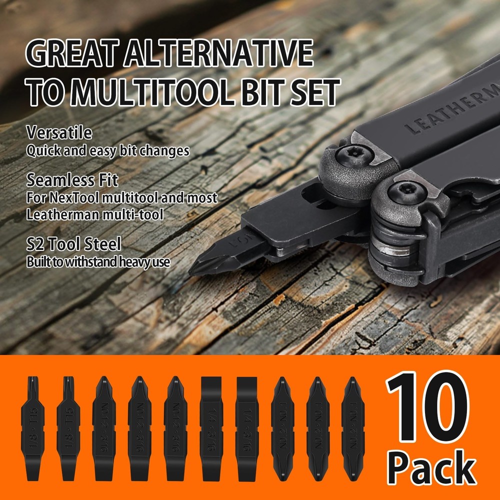 NexTool 10 Pack Replacement DoubleEnded Screwdriver Bit for Leatherman MultiT...