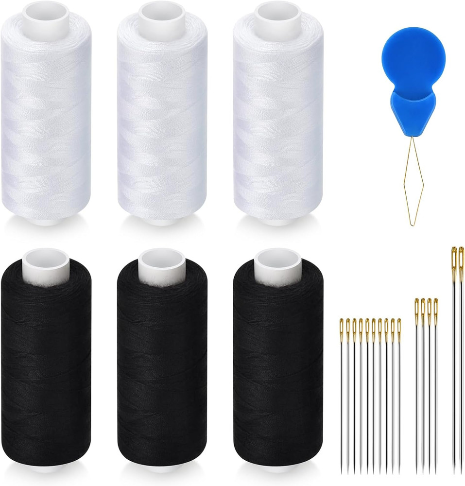 6 Pcs Sewing Thread Kit, 400 Yards Each Spool 402 Polyester Thread with Sewin...