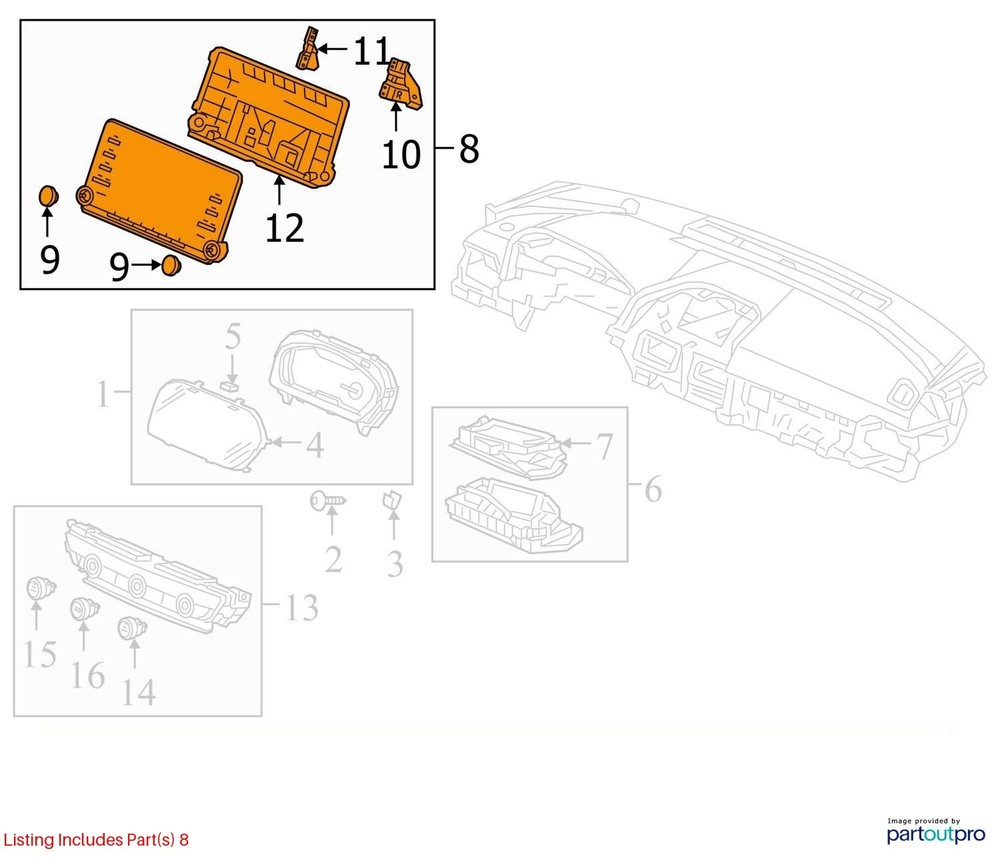 18 19 20 21 22 HONDA ACCORD Display Screen LCD Panel