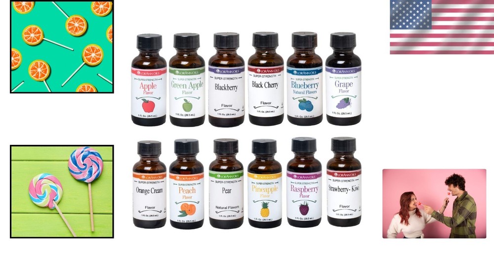 LorAnn 12 Fruity Flavors Pack - High-Concentration 1oz Baking Essences
