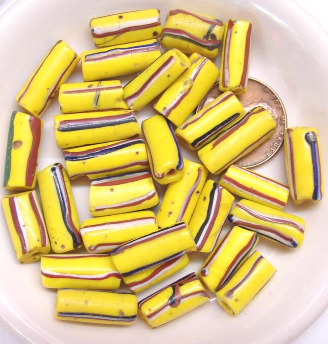 Old Yellow Venetian Tube Bead
