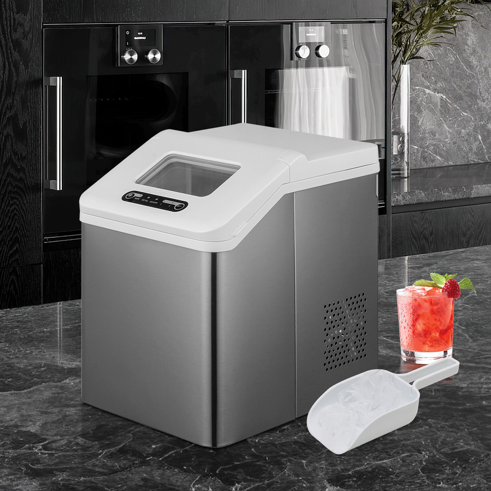 Countertop[SELF CLEANING]Cube Shape Ice Maker Machine 33lbs/24hrs w/Scoop+Handle