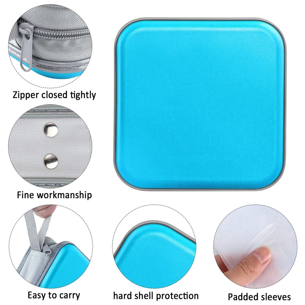 Siveit CD Case, 40 Capacity CD/DVD Case Holders Wallet 40 Capacity, Sky Blue