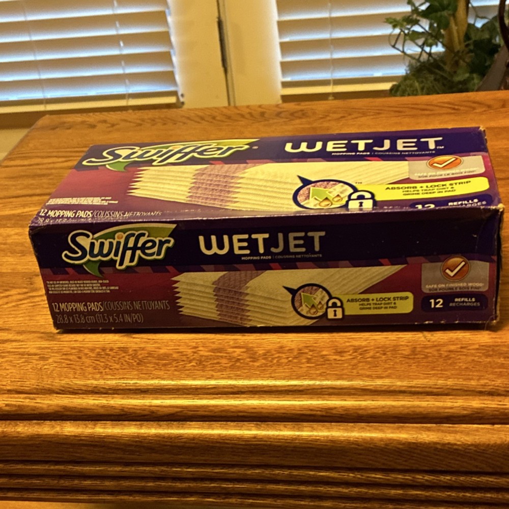 Swiffer WetJet Mop Refill Pads 12 Pack Absorb + Lock Strip