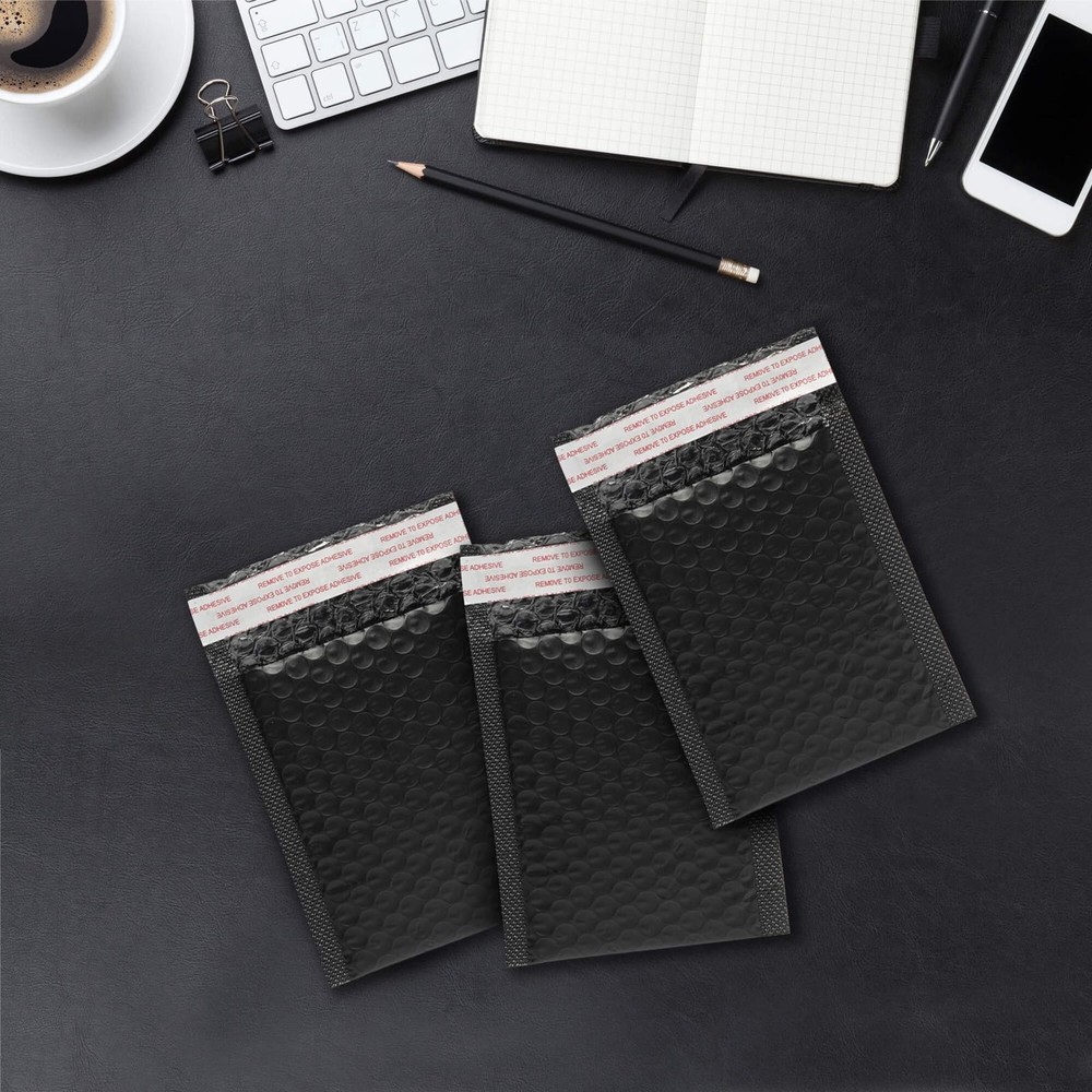50 Pack 4x6 Black Bubble Mailers Poly Padded Shipping Envelopes by EVORETRO