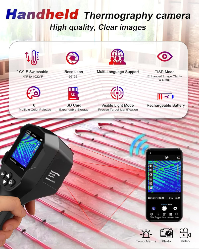 High-Resolution Dual-Light Thermal Imaging Camera with 9H Battery Life