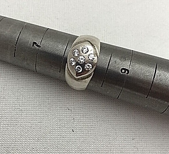 Sterling Silver .925 7 - 2mm Cz's Snap Set Cluster Ring