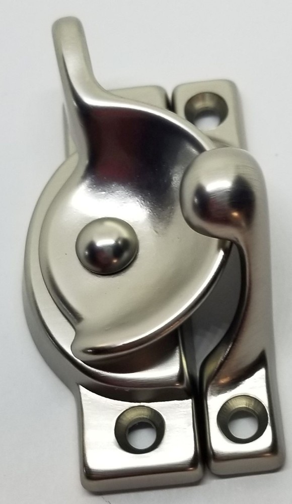 Decorative Solid Brushed Nickel Heavy Duty Spring Loaded Window Sash Lock Square