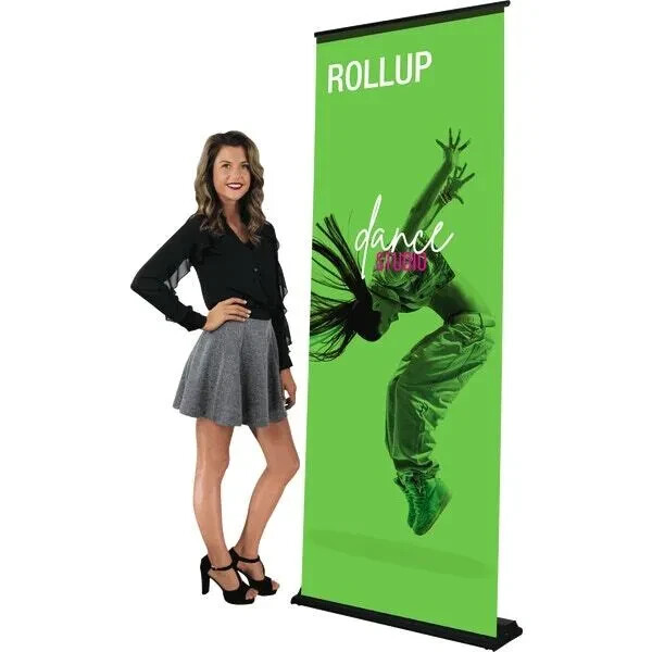 ROLLUP RETRACTABLE BANNER STAND BLACK RU-S1-4