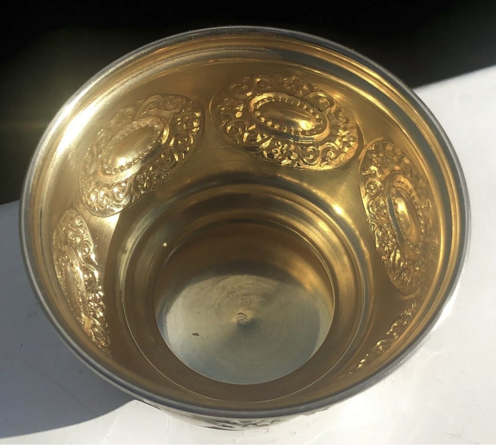 Solid Sterling Silver Gilt Hallmarked Ornate Bowl