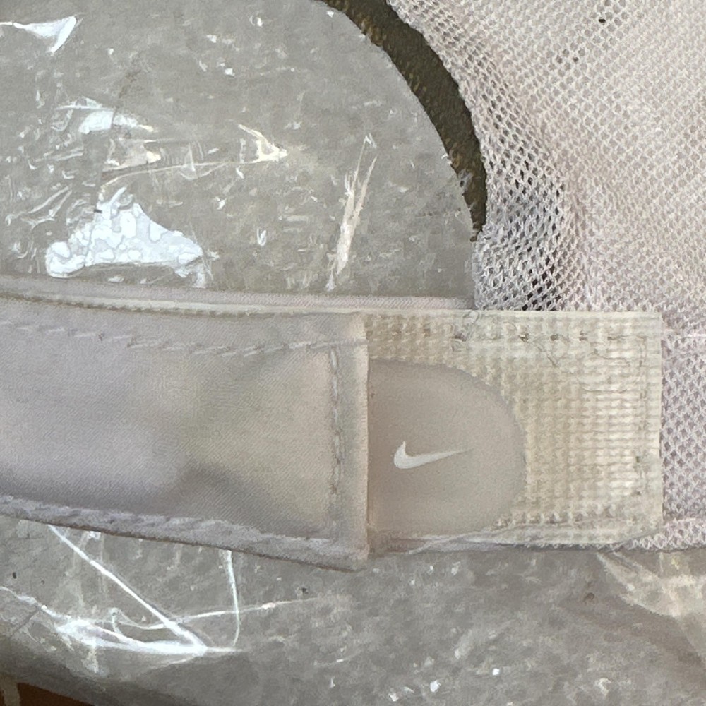 Vintage Nike Tailwind 7 Panel Hat Cap Strap Back Mens White Mesh Running Feather